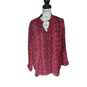 Coldwater‎ Creek Pink Chiffon Ruffle Blouse Long Sleeve Button Down Womens XL